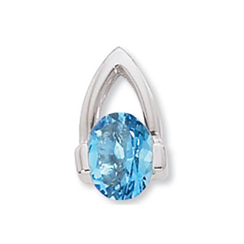 Oval Blue Topaz Pendant - 14K White Gold - 80382BTWG