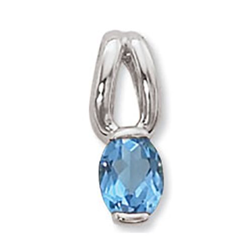 Oval Blue Topaz Pendant - 14K White Gold - 80387BTWG