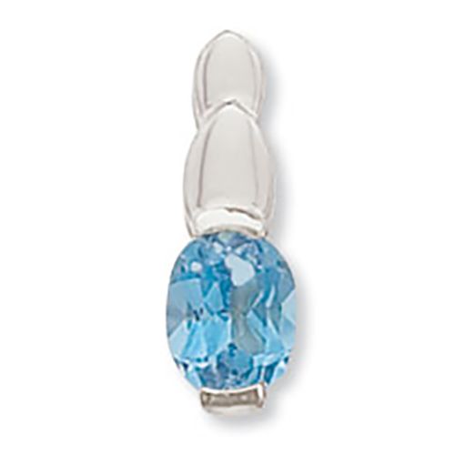 Oval Blue Topaz Pendant - 14K White Gold - 80378BTWG