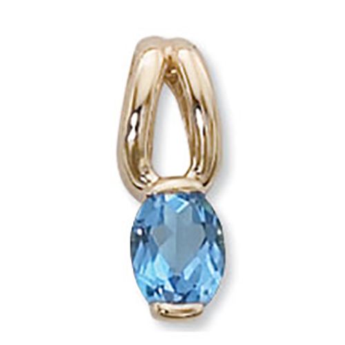 Oval Blue Topaz Pendant - 14K Yellow Gold - 80387BT