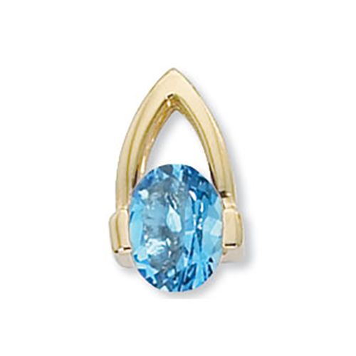 Oval Blue Topaz Pendant - 14K Yellow Gold - 80382BT