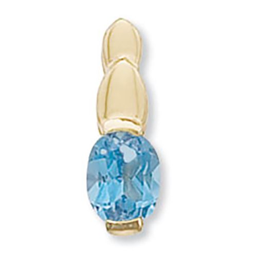 Oval Blue Topaz Pendant - 14K Yellow Gold - 80378BT