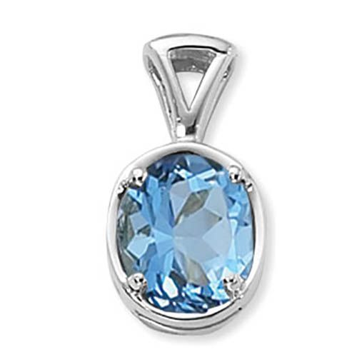 Oval Blue Topaz Pendant - Sterling Silver - 80368BT-SS