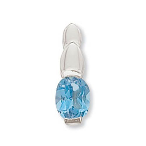 Oval Blue Topaz Pendant - Sterling Silver - 80378BT-SS