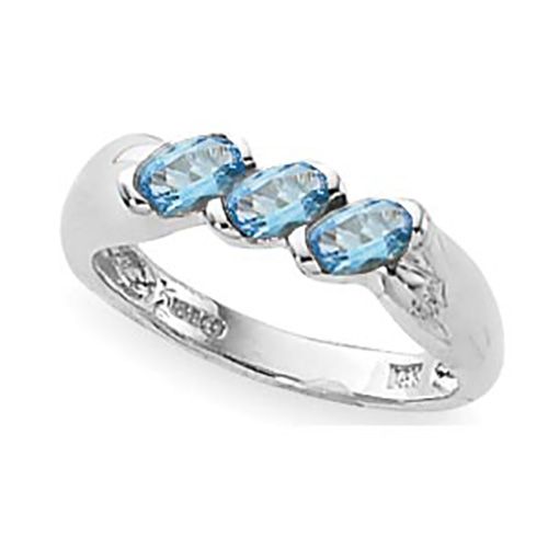 Oval Blue Topaz Ring - 14K White Gold Size 7 - 70865BTWG