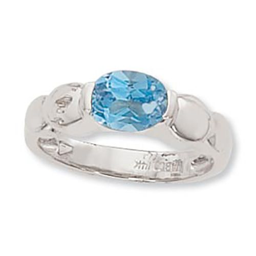 Oval Blue Topaz Ring - 14K White Gold Size 7 - 70906BTWG
