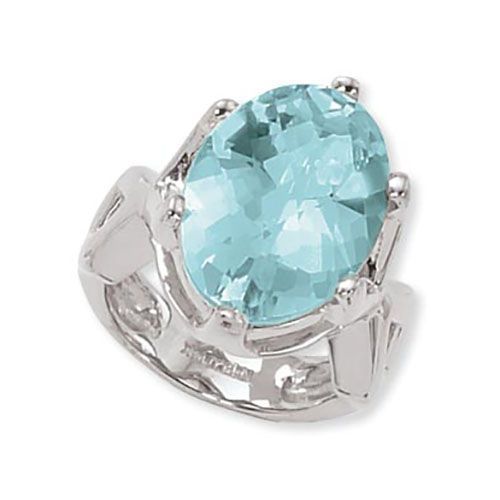 Oval Blue Topaz Ring - 14K White Gold Size 7 - 70872BYWG