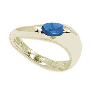 Oval Blue Topaz Ring - 14K Yellow Gold Size 7 - 70387BT