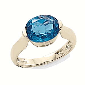 Oval Blue Topaz Ring - 14K Yellow Gold Size 7 - 70884BT