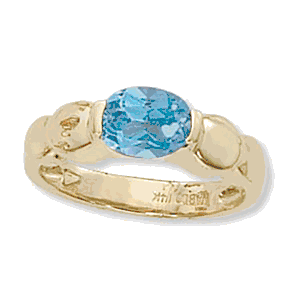 Oval Blue Topaz Ring - 14K Yellow Gold Size 7 - 70906BT