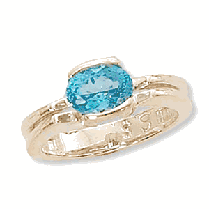 Oval Blue Topaz Ring - 14K Yellow Gold Size 7 - 70904BT