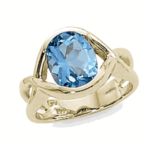 Oval Blue Topaz Ring - 14K Yellow Gold Size 7 - 70886BT