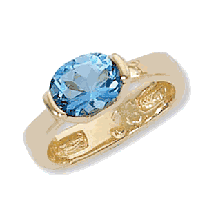 Oval Blue Topaz Ring - 14K Yellow Gold Size 7 - 70920BT