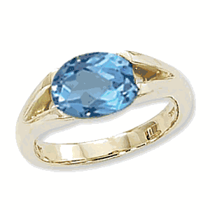 Oval Blue Topaz Ring - 14K Yellow Gold Size 7 - 70850BT