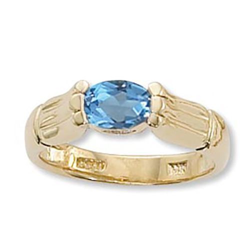 Oval Blue Topaz Ring - 14K Yellow Gold Size 7 - 70913BT