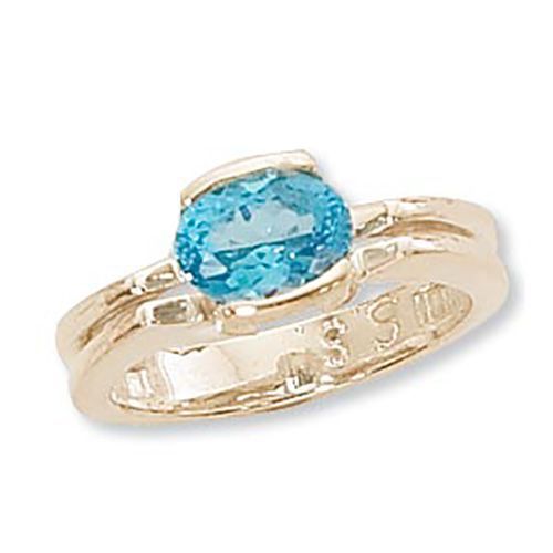 Oval Blue Topaz Ring - 14K Yellow Gold Size 7 - 70904BT