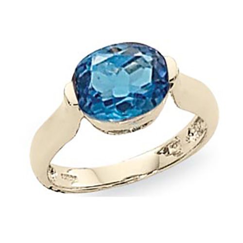 Oval Blue Topaz Ring - 14K Yellow Gold Size 7 - 70884BT