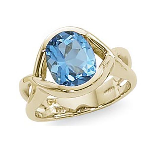 Oval Blue Topaz Ring - 14K Yellow Gold Size 7 - 70886BT