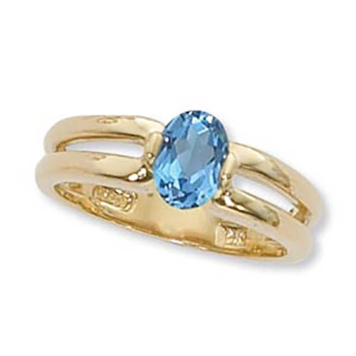 Oval Blue Topaz Ring - 14K Yellow Gold Size 7 - 70917BT
