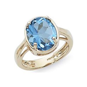 Oval Blue Topaz Ring - 14K Yellow Gold Size 7 - 70889BT