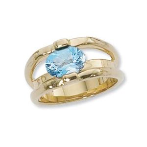 Oval Blue Topaz Ring - 14K Yellow Gold Size 7 - 70911BT
