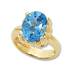 Oval Blue Topaz Ring - 14K Yellow Gold Size 7 - 70931BT