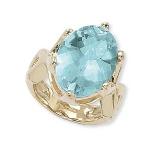 Oval Blue Topaz Ring - 14K Yellow Gold Size 7 - 70872BY