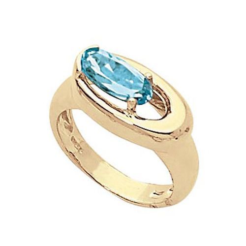 Oval Blue Topaz Ring - 14K Yellow Gold Size 7 - 70928BT