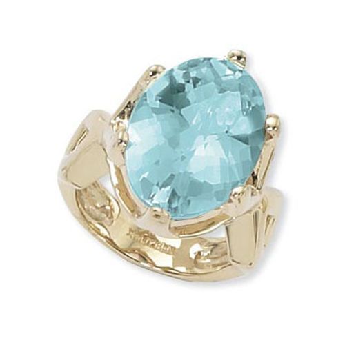 Oval Blue Topaz Ring - 14K Yellow Gold Size 7 - 70872BY