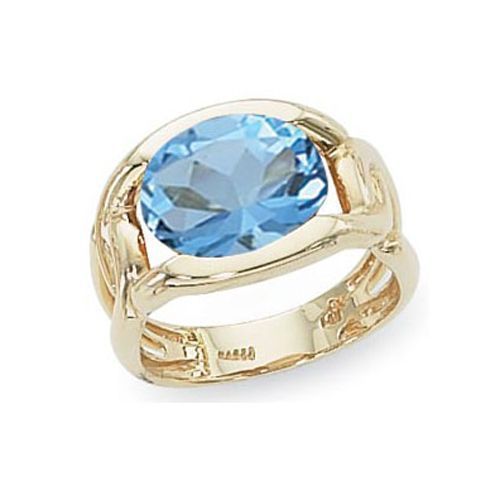 Oval Blue Topaz Ring - 14K Yellow Gold Size 7 - 70859BT