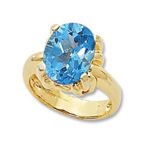 Oval Blue Topaz Ring - 14K Yellow Gold Size 7 - 70931BT