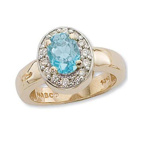 Oval Blue Topaz Ring - 14K Yellow Gold Size 7 - 70901BT