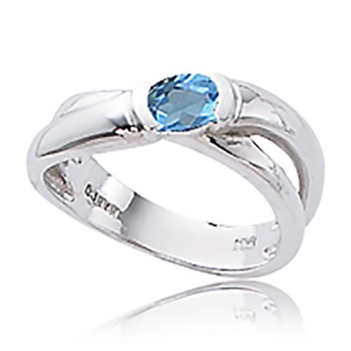 Oval Blue Topaz Ring - Sterling Silver Size 6.5 - 70379BT-SS