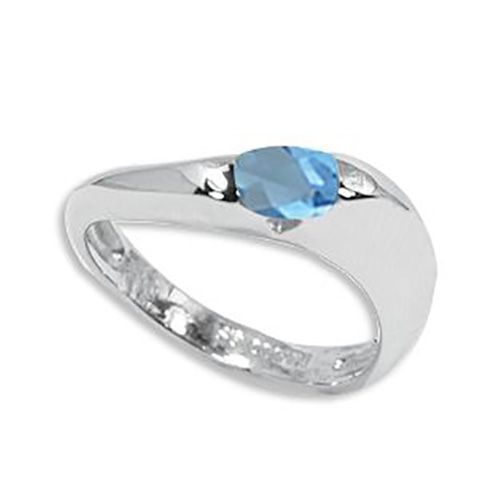 Oval Blue Topaz Ring - Sterling Silver Size 6.5 - 70387BT-SS