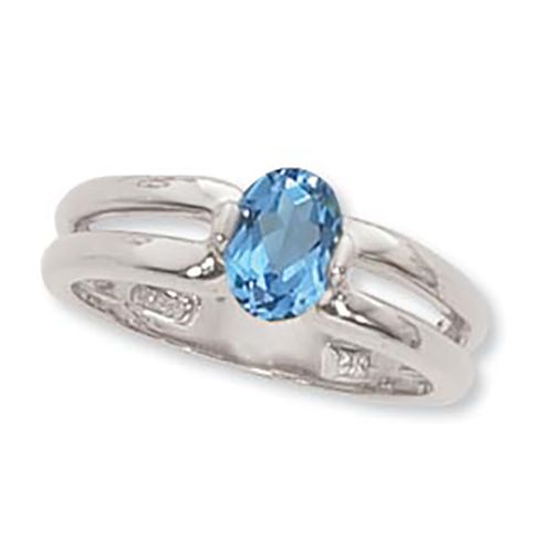 Oval Blue Topaz Ring - Sterling Silver Size 7 - 70917BT-SS