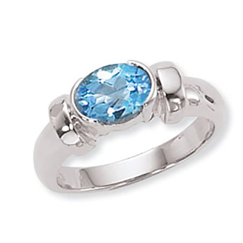Oval Blue Topaz Ring - Sterling Silver Size 7 - 70156BT-SS