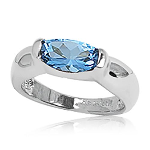 Oval Blue Topaz Ring - Sterling Silver Size 7 - 70617BT-SS