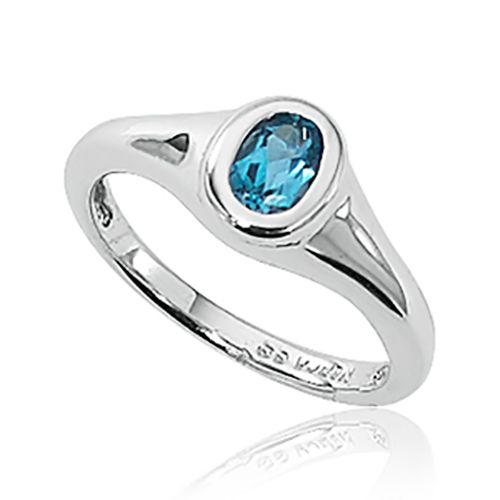 Oval Blue Topaz Ring - Sterling Silver Size 7 - 70184BT-SS
