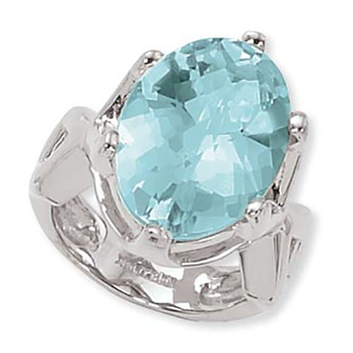 Oval Blue Topaz Ring - Sterling Silver Size 7 - 70872BY-SS