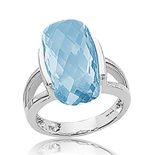 Oval Blue Topaz Ring - Sterling Silver Size 7 - 70899BT-SS