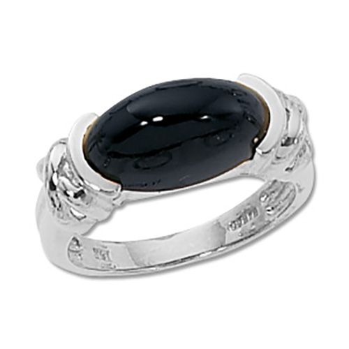 Oval Cab Onyx Ring - 14K White Gold Size 7 - 70146OXWG