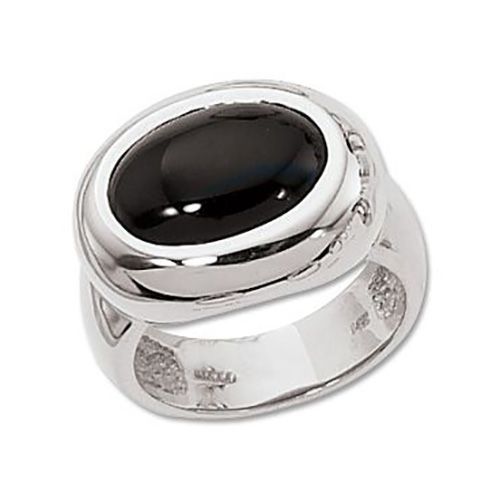 Oval Cab Onyx Ring - 14K White Gold Size 7 - 70476OXWG