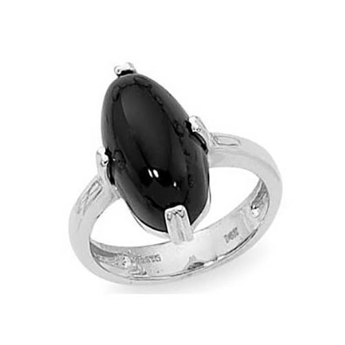 Oval Cab Onyx Ring - 14K White Gold Size 7 - 70749OXWG