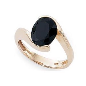 Oval Cab Onyx Ring - 14K Yellow Gold Size 7
