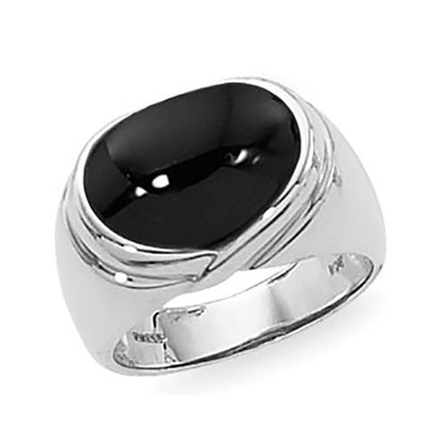 Oval Cab Onyx Ring - Sterling Silver Size 7 - 70725OX-SS