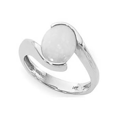 Oval Cab Opal Ring - 14K White Gold Size 7 - 70783OPWG