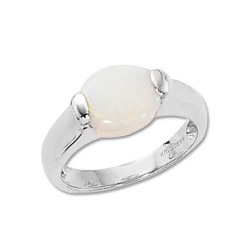 Oval Cab Opal Ring - 14K White Gold Size 7 - 70654OPWG