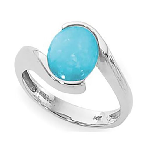 Oval Cab Turquoise Ring - Sterling Silver Size 7