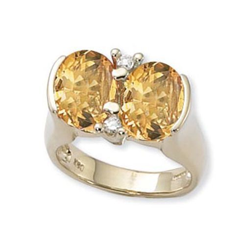 Oval Citrine & Diamond Ring - 14K Yellow Gold Size 7 - 70883CI
