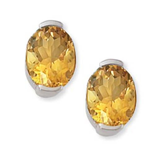 Oval Citrine Earrings - Sterling Silver - 90294CI-SS